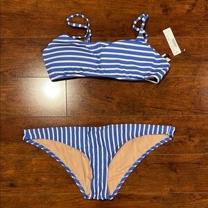 J.Crew Striped Blue Bikini Set